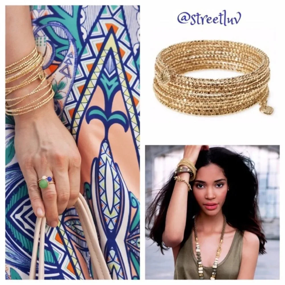 stella & dot ~ gold bardot spiral bangle bracelet - Picture 2 of 9